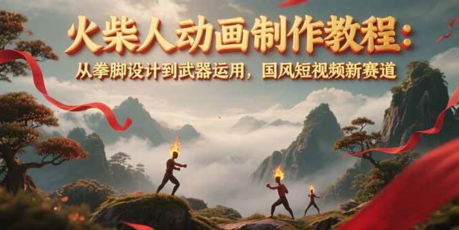 火柴人动画制作教程：从拳脚设计到武器运用，国风短视频新赛道-逃离打工