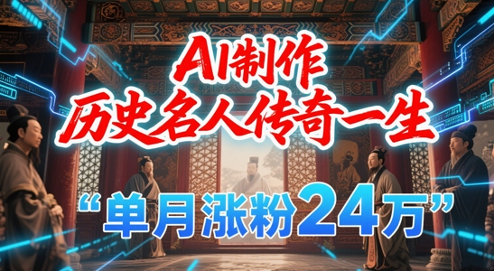 暴力起号！用AI制作历史名人传奇一生，单月涨粉24W，涨粉+变现赛道黑马来了-逃离打工