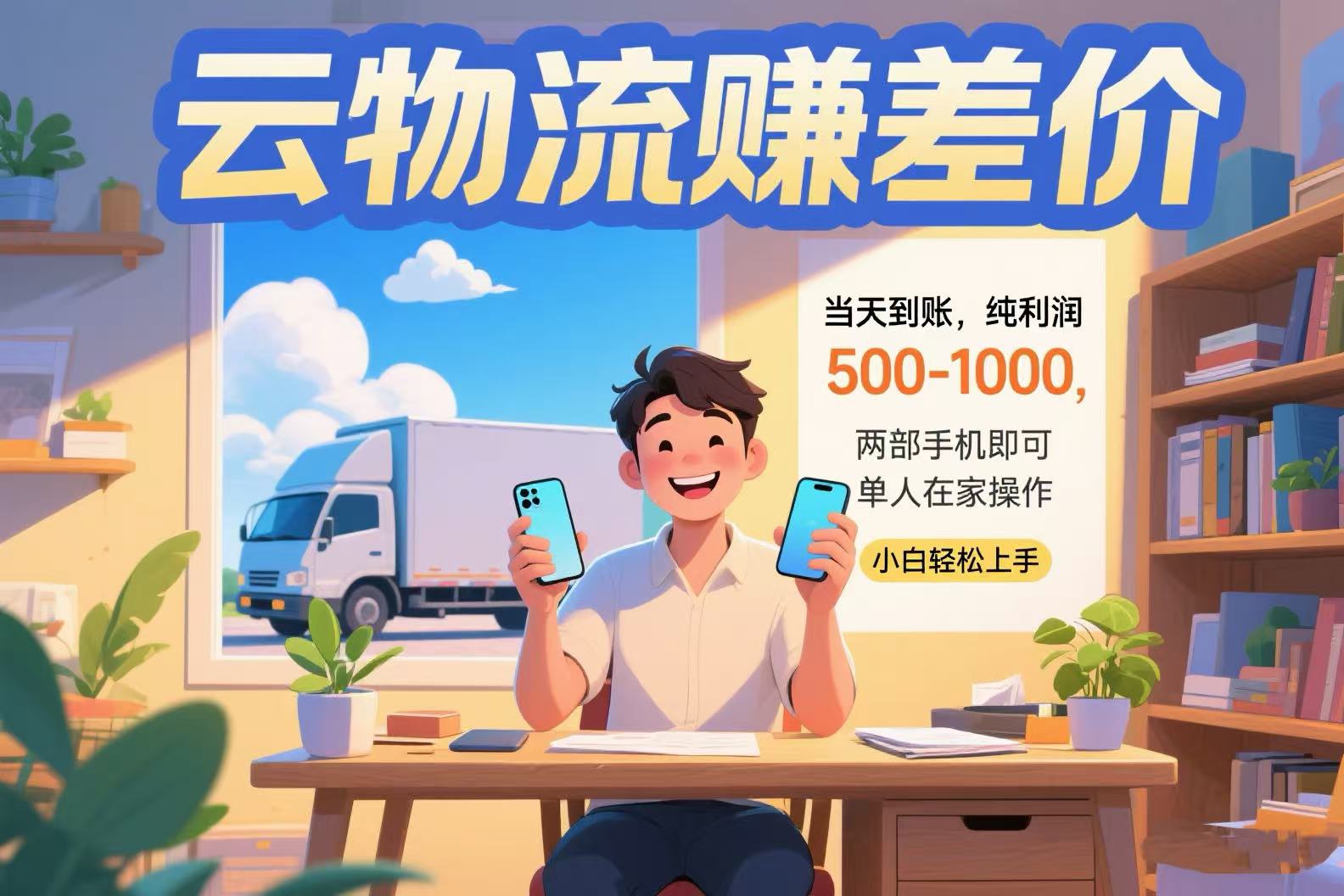 云物流赚差价 当天到账纯利润500-1000 两部手机即可 可单人在家操作 小…-逃离打工