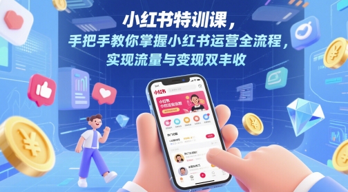 小红书特训课，手把手教你掌握小红书运营全流程，实现流量与变现双丰收-逃离打工