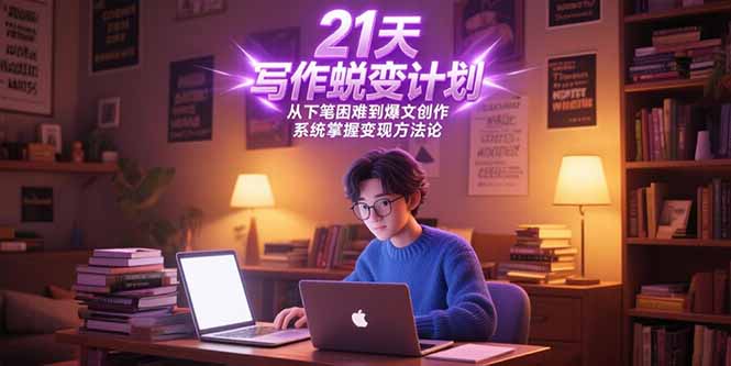 21天写作蜕变计划，从下笔困难到爆文创作，系统掌握变现方法论-逃离打工