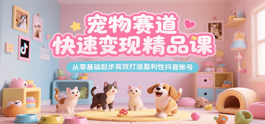 宠物赛道快速变现精品课，从零基础起步高效打造盈利性抖音账号-逃离打工