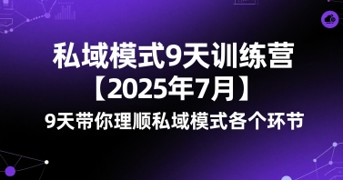 私域模式9天训练营【2025年7月】​9天带你理顺私域模式各个环节-逃离打工