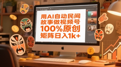 用AI自动民间故事做视频号，100%原创，矩阵日入1k+-逃离打工