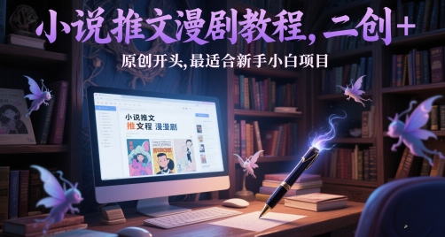 小说推文漫剧教程，二创+原创开头，最适合新手小白项目-逃离打工
