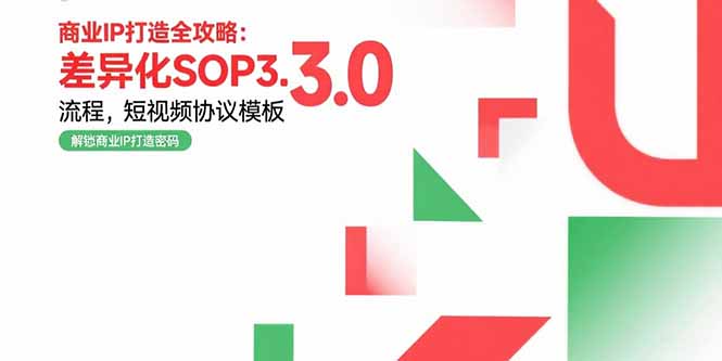 商业IP打造全攻略：差异化SOP3.0流程，短视频协议模板，婚恋项目实战案例-逃离打工