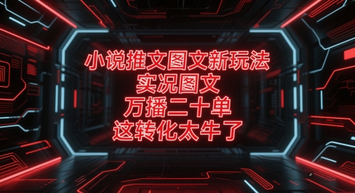 小说推文图文新玩法，实况图文，万播二十单，这转化太牛了！-逃离打工