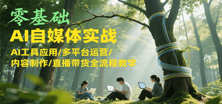 零基础AI自媒体实战，AI工具应用/多平台运营/内容制作/直播带货全流程教学-逃离打工