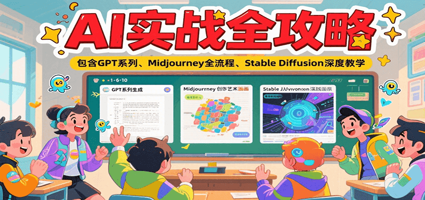 AI实战全攻略，包含GPT系列、Midjourney全流程、Stable Diffusion深度教学-逃离打工