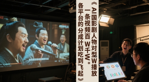 AI三国影视剧人物对口型唱歌玩法，一条视频百W千W播放，各平台的分成计划吃到飞起-逃离打工