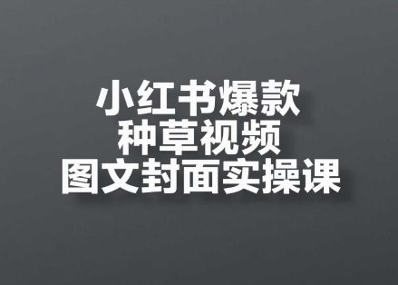 小红书爆款种草视频图文封面实操课，​开店、选品、引流、变现全流程-逃离打工
