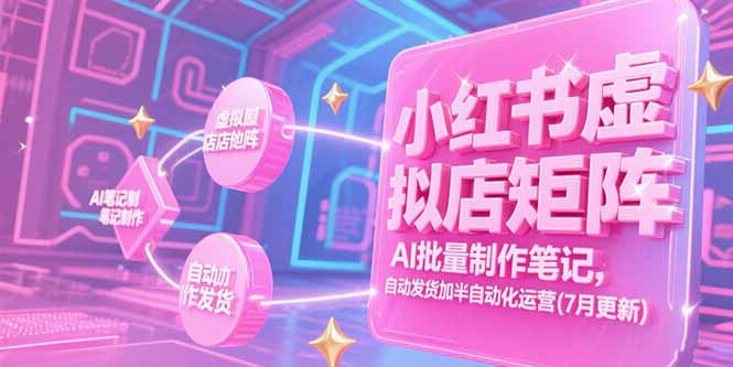 小红书虚拟店矩阵，AI批量制作笔记，自动发货加半自动化运营(7月更新-逃离打工