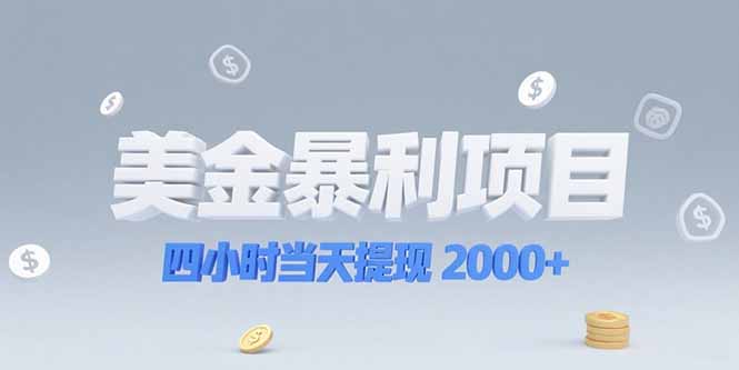 美金暴利项目，四小时当天提现 2000+机会留给会选赛道的人-逃离打工