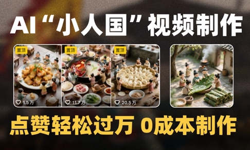 爆款1000W+播放微缩景观迷你小人国AI视频0成本制作全流程教学-逃离打工