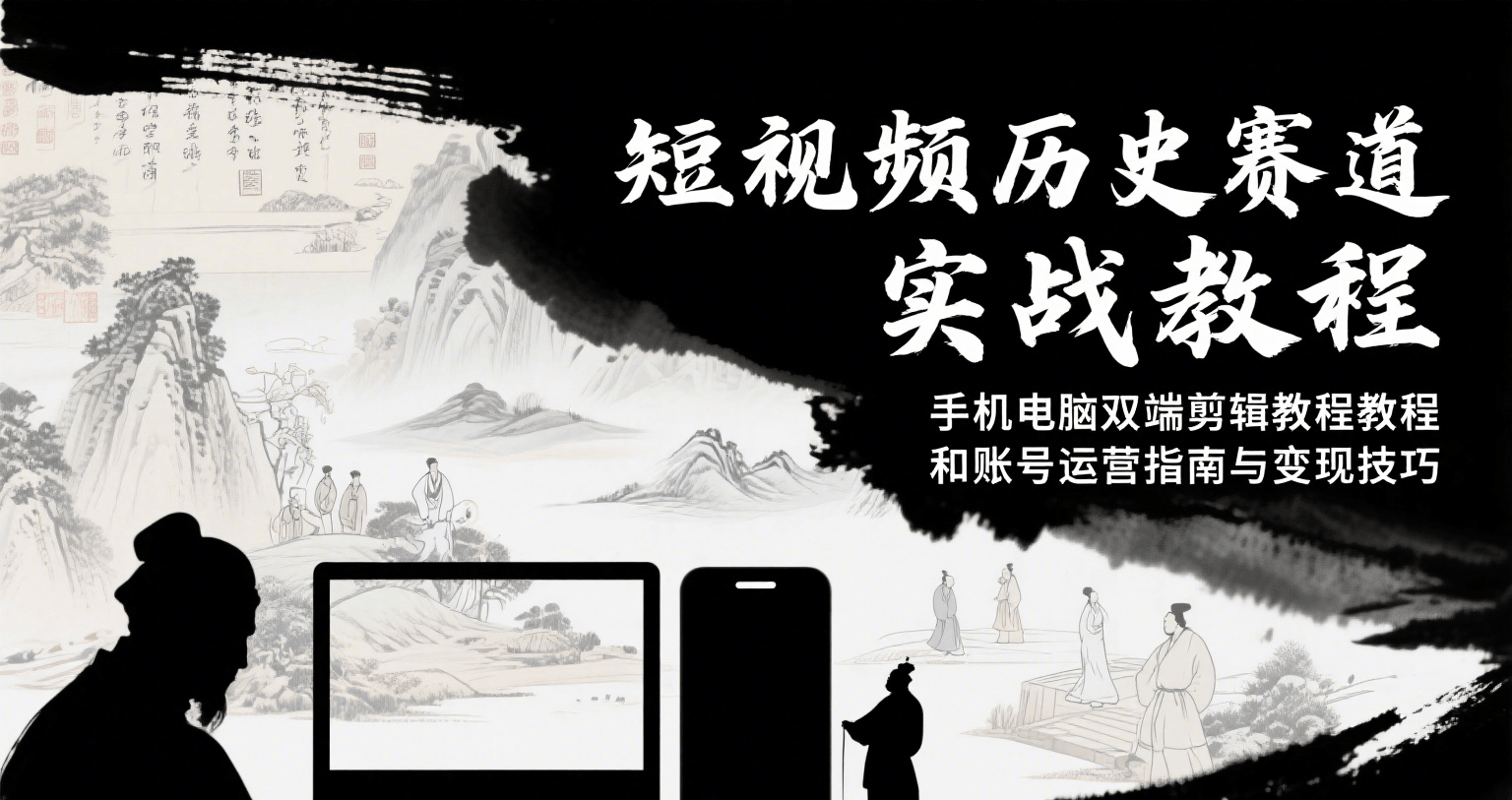 短视频历史赛道实战教程，手机电脑双端剪辑教程和账号运营指南与变现技巧-逃离打工