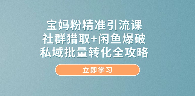 宝妈粉精准引流课，社群猎取+闲鱼爆破，私域批量转化全攻略-逃离打工