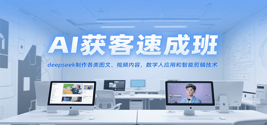 AI获客速成班，deepseek制作各类图文、视频内容，数字人应用和智能剪辑技术-逃离打工