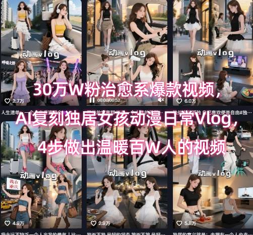 30万W粉治愈系爆款视频，AI复刻独居女孩动漫日常Vlog，4步做出温暖百W人的视频-逃离打工