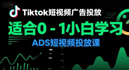 Tiktok短视频广告投放，适合0-1小白学习ADS短视频投放课-逃离打工
